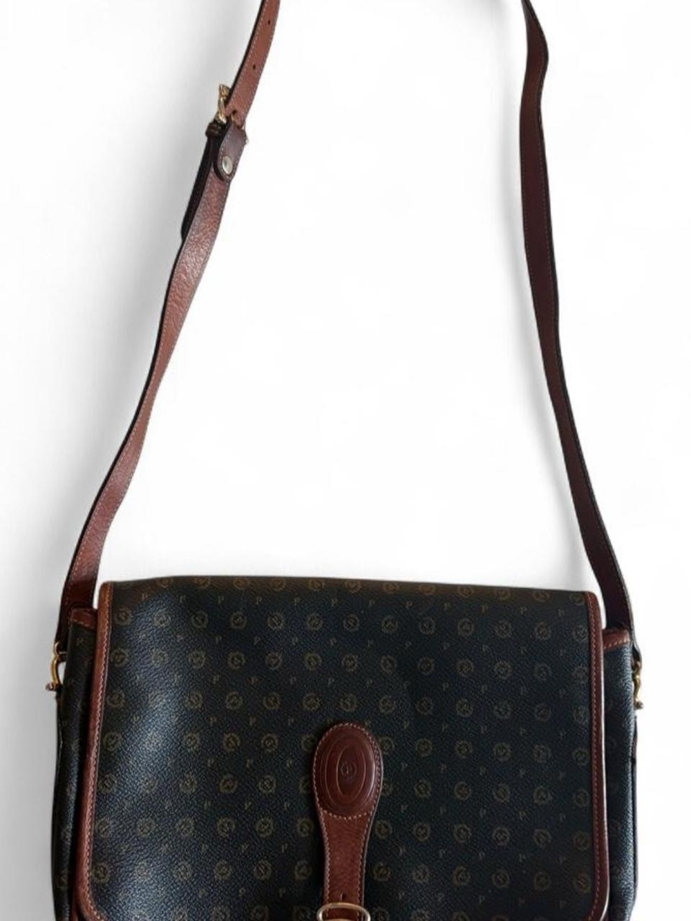Vintage Pollini Leather Monogrammed Crossbody Purse